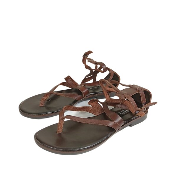 Rampage Gladiator Sandals Womens 8 Brown Leather Boho Strappy Noemi Sandals - Picture 1 of 6